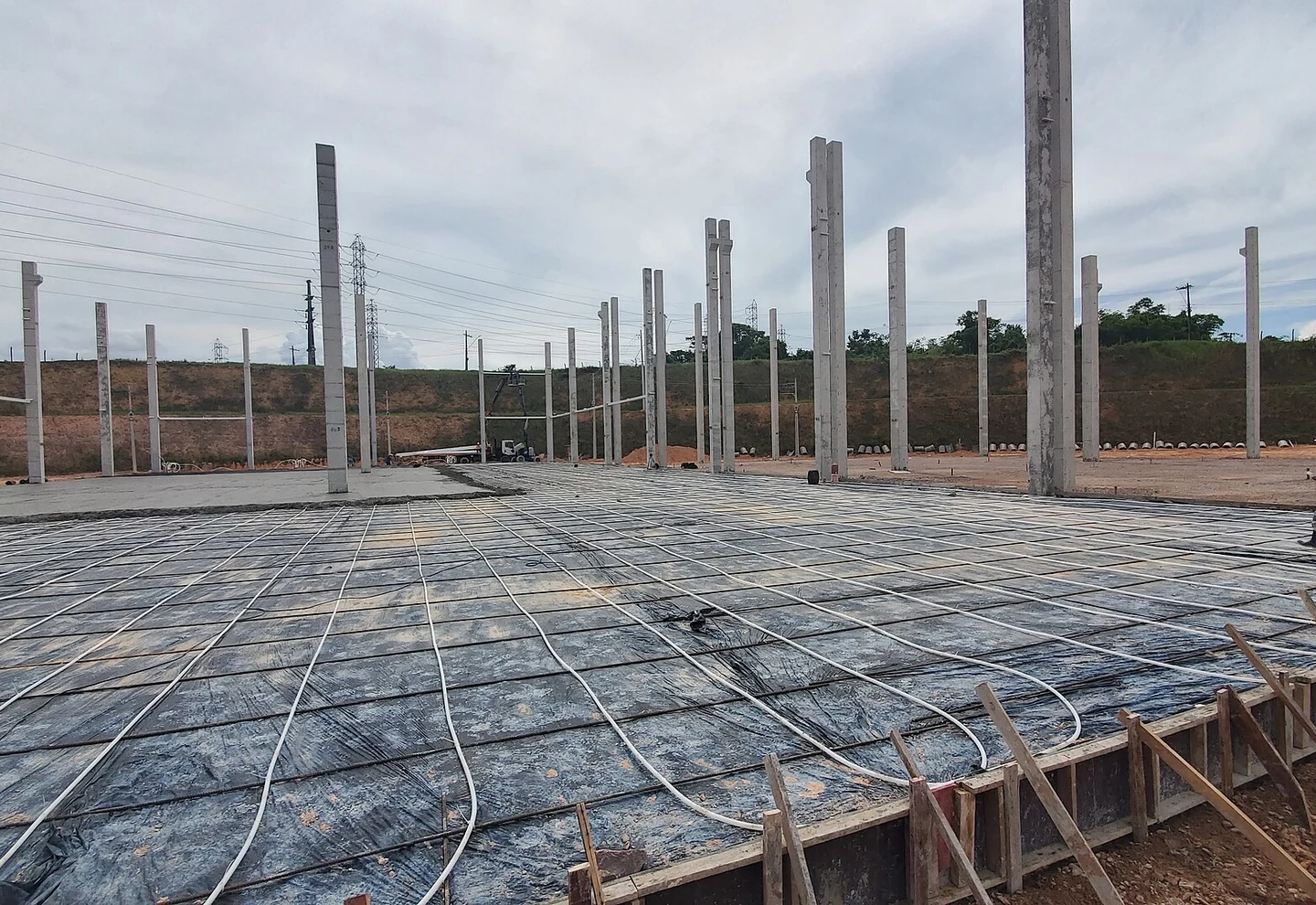 Heavy-duty concrete floor in a warehouse