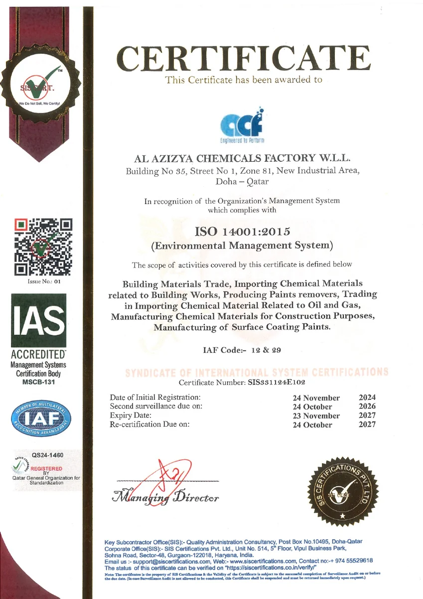 ISO 14001:2015 certificate
