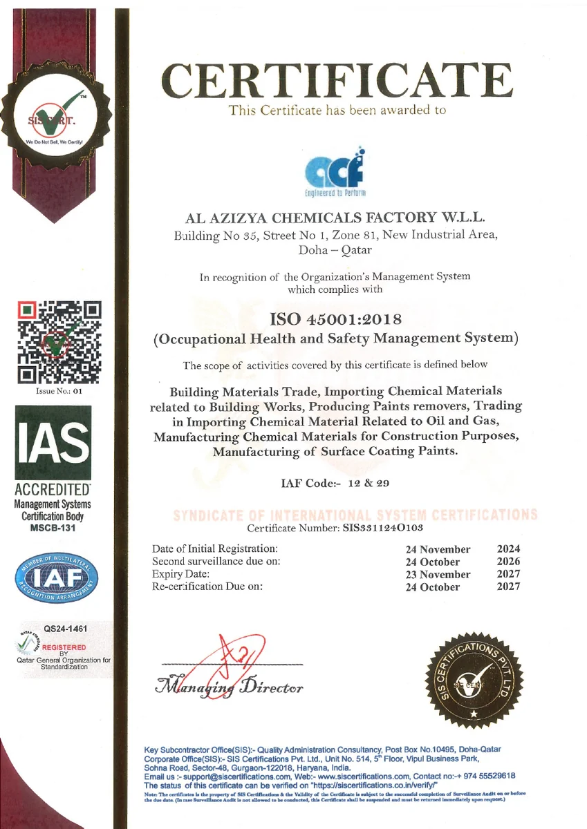 ISO 45001:2018 certificate